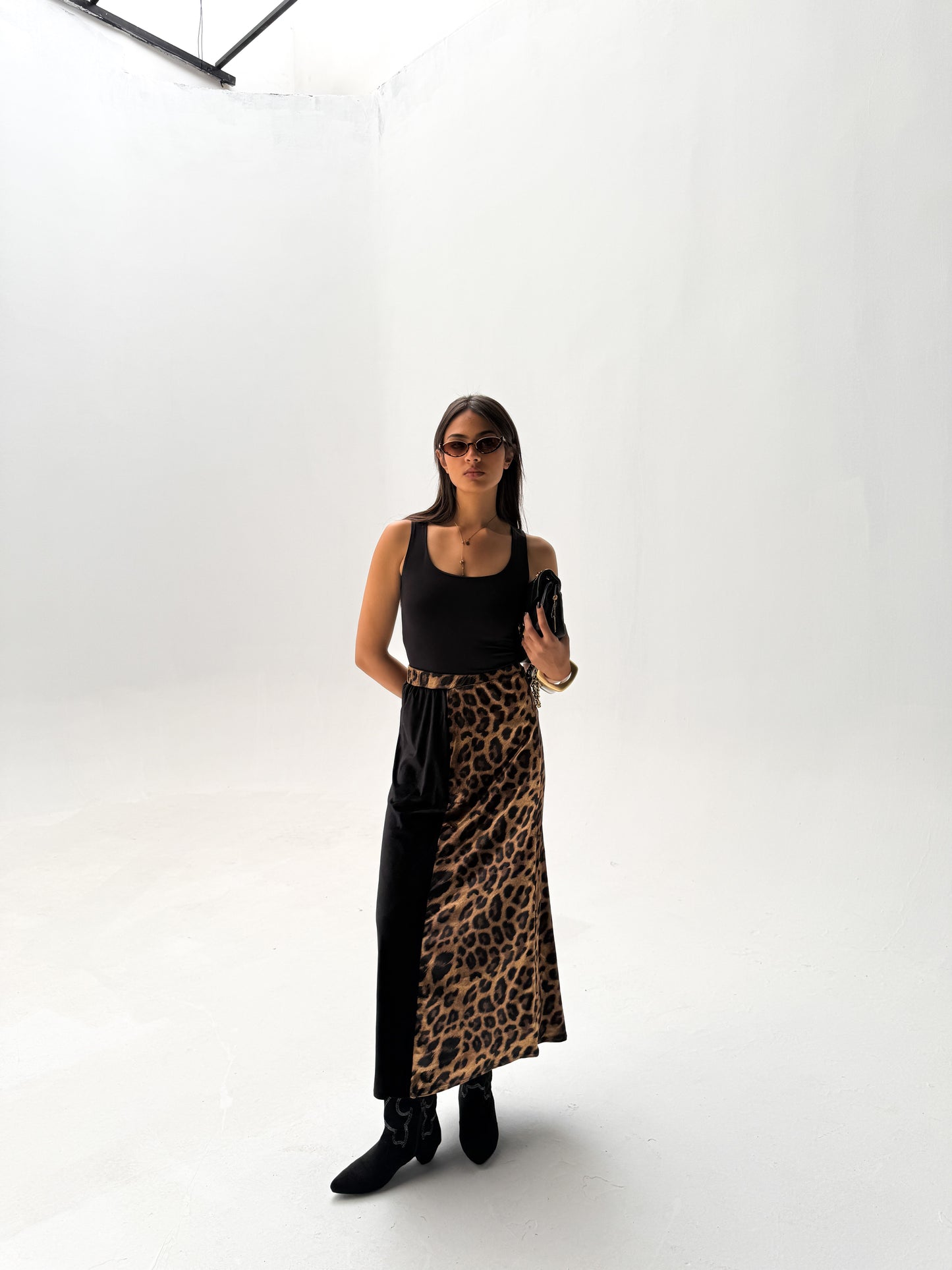 velvet leopard skirt