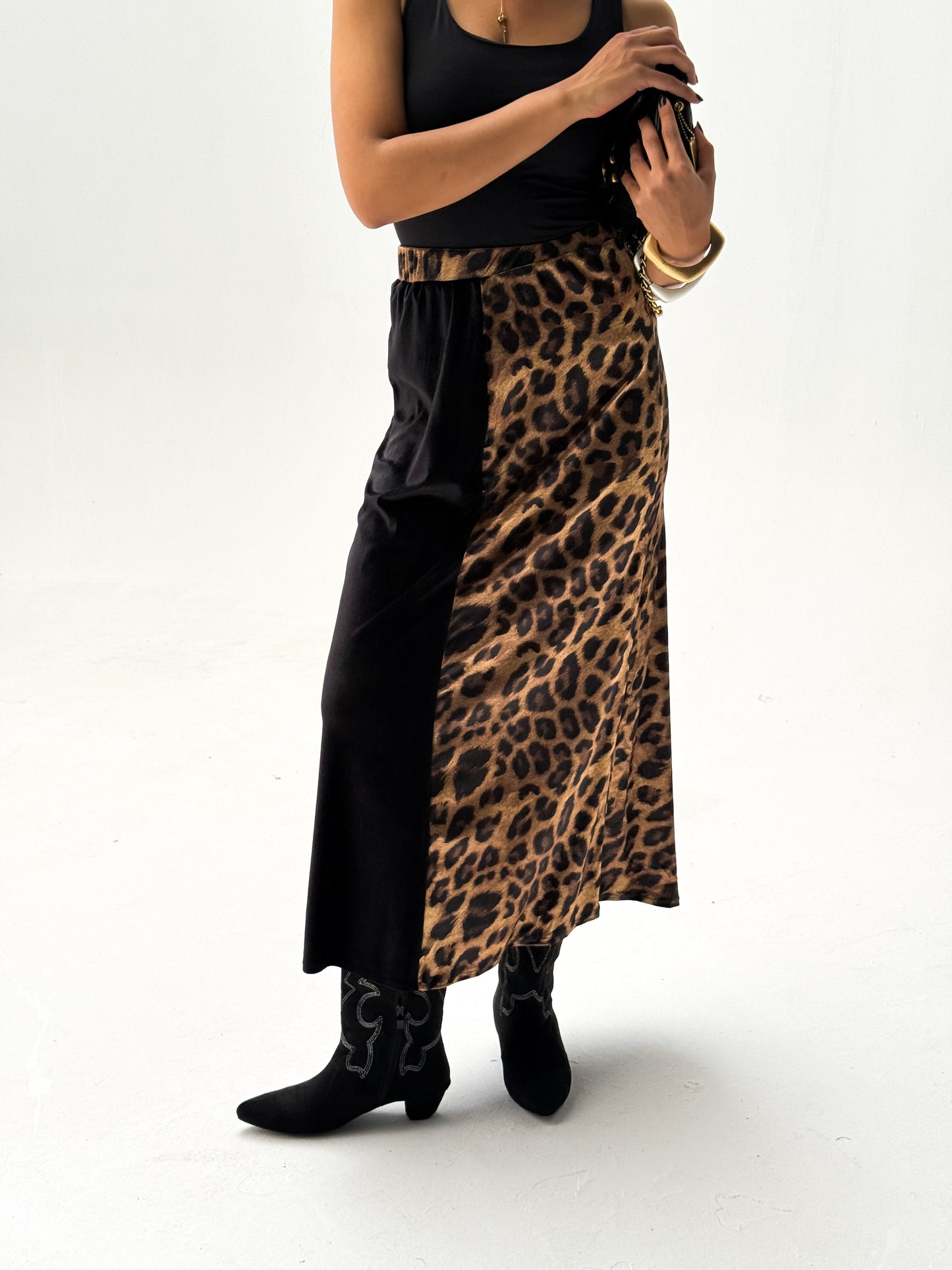 velvet leopard skirt