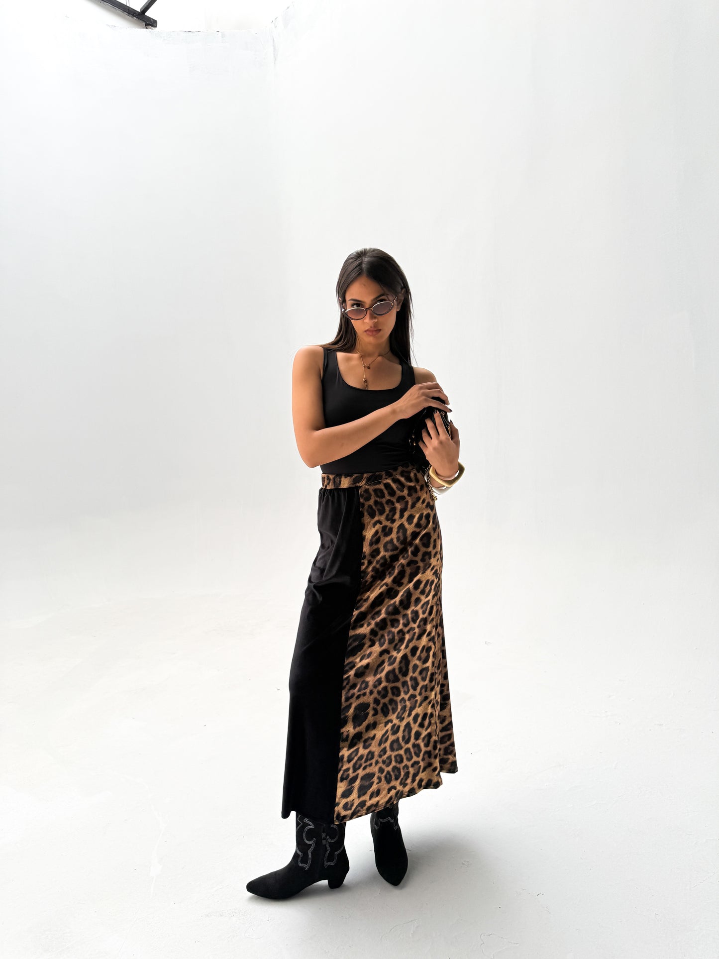 velvet leopard skirt